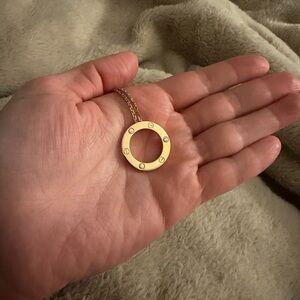 Cartier 18k pink gold 3 diamond love necklace